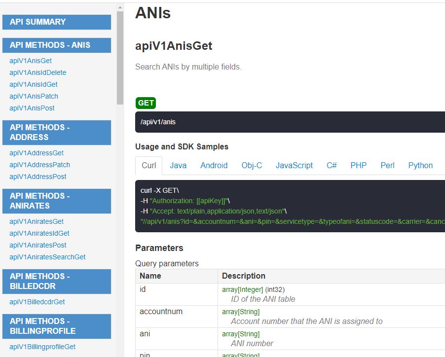 API